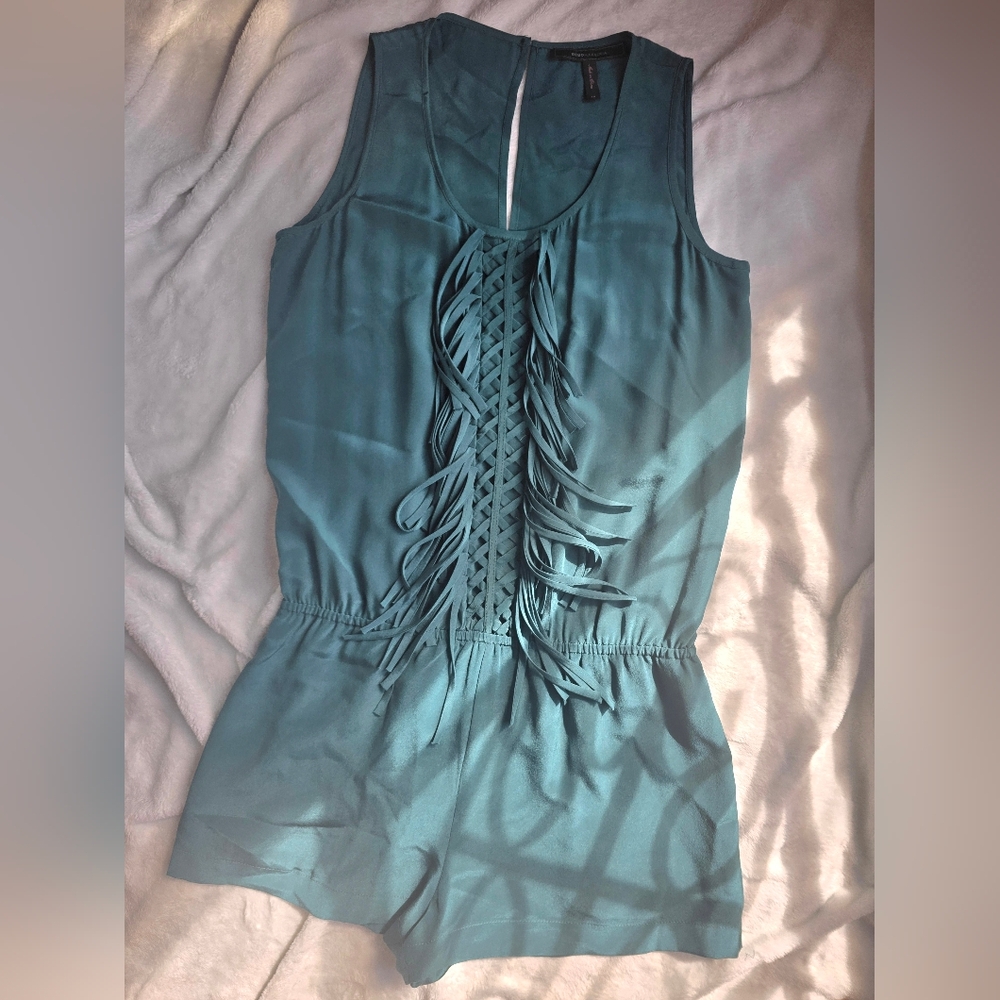 BCBGMaxAzria Teal Silk Romper
